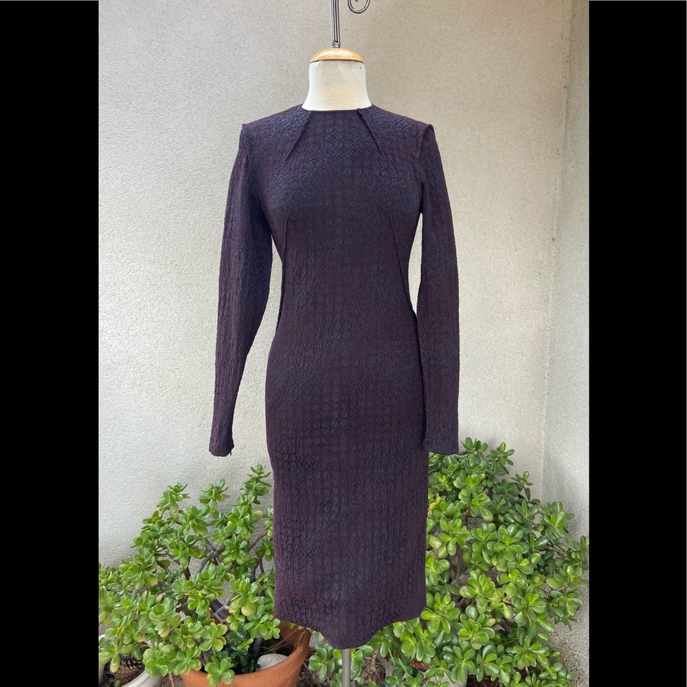 Designer Francesco Scognamiglio textured stretch knit dress XS/S black burgundy